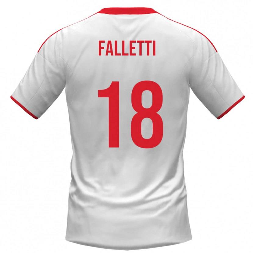 Danxen Femme Maillot César Falletti #18 Blanc Rouge Tenues Domicile 2025/26 T-Shirt