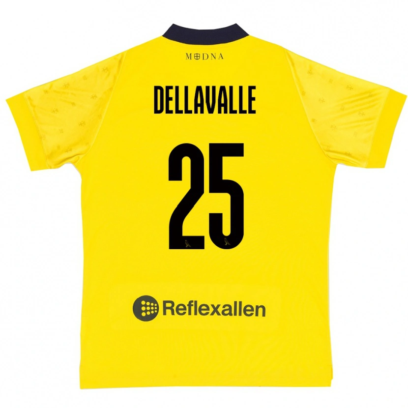 Danxen Femme Maillot Alessandro Dellavalle #25 Jaune Marine Tenues Domicile 2025/26 T-Shirt