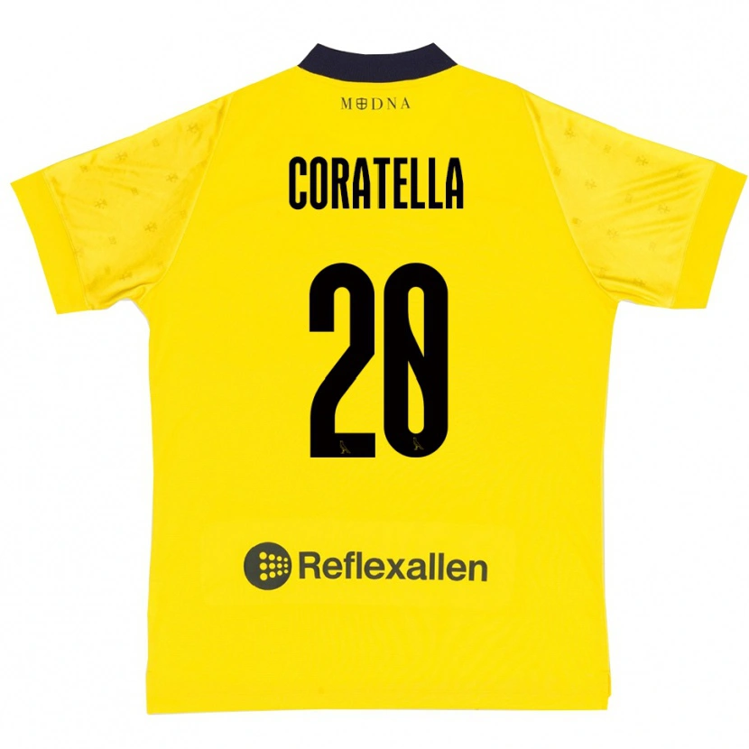 Danxen Femme Maillot Fabio Coratella #20 Jaune Marine Tenues Domicile 2025/26 T-Shirt