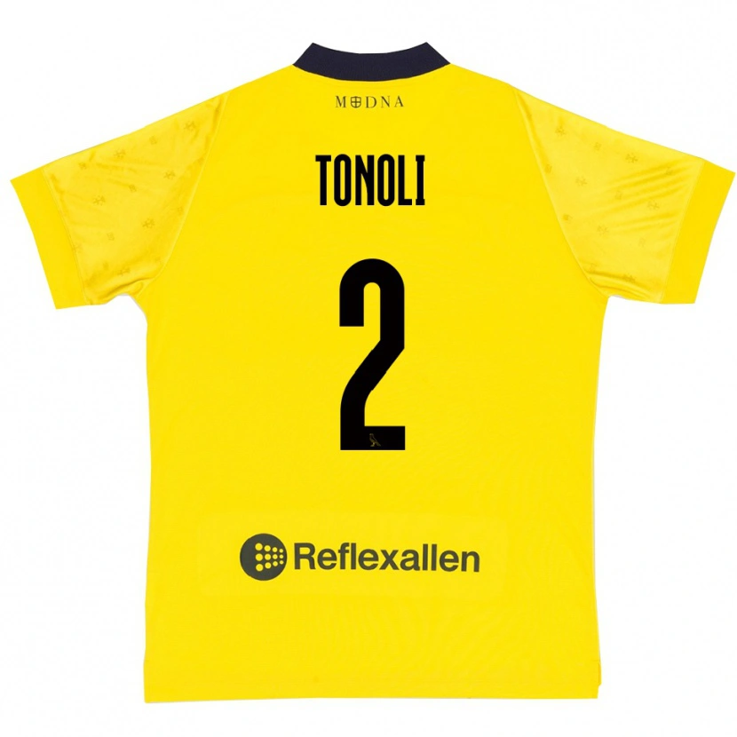 Danxen Femme Maillot Daniel Tonoli #2 Jaune Marine Tenues Domicile 2025/26 T-Shirt