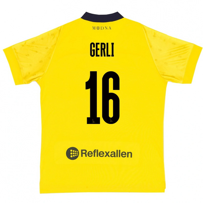 Danxen Femme Maillot Fabio Gerli #16 Jaune Marine Tenues Domicile 2025/26 T-Shirt