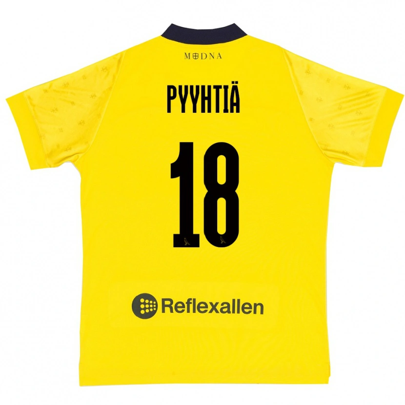 Danxen Femme Maillot Niklas Pyyhtiä #18 Jaune Marine Tenues Domicile 2025/26 T-Shirt