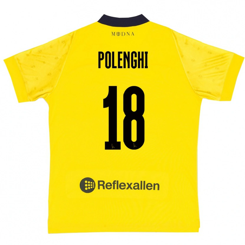 Danxen Femme Maillot Damiano Polenghi #18 Jaune Marine Tenues Domicile 2025/26 T-Shirt