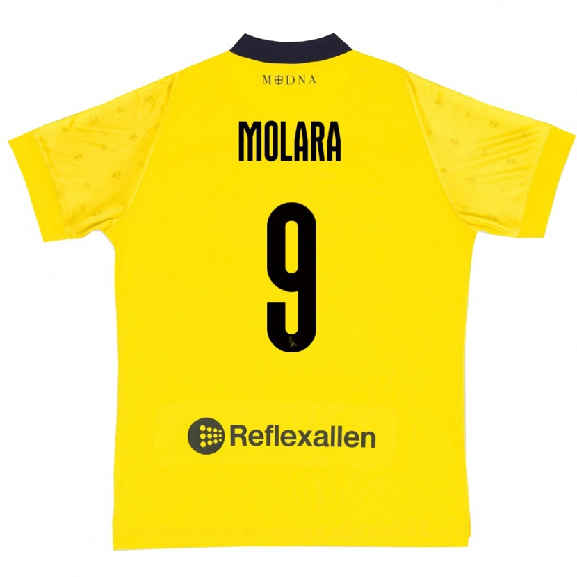 Danxen Femme Maillot Christian Molara #9 Jaune Marine Tenues Domicile 2025/26 T-Shirt