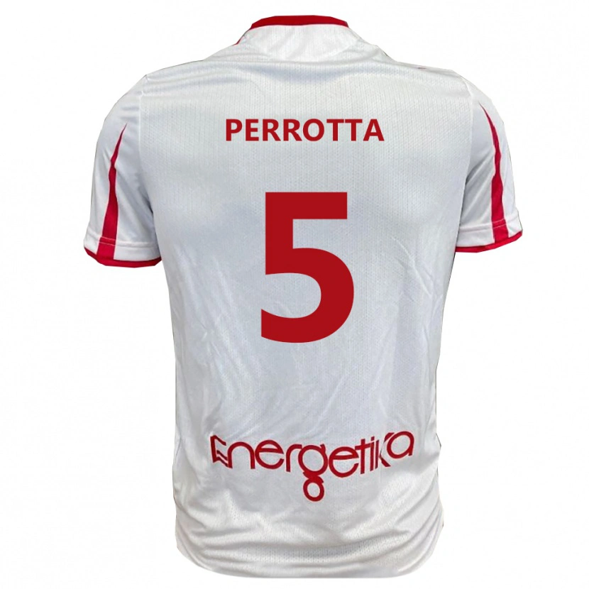Danxen Femme Maillot Marco Perrotta #5 Blanc Rouge Tenues Domicile 2025/26 T-Shirt