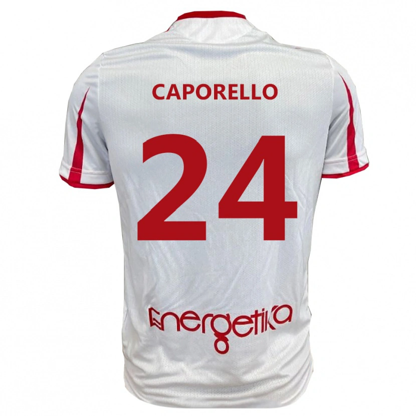 Danxen Femme Maillot Edoardo Caporello #24 Blanc Rouge Tenues Domicile 2025/26 T-Shirt