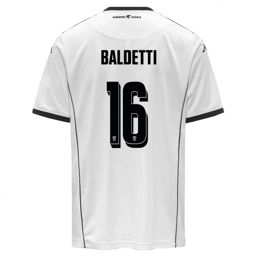 Danxen Femme Maillot Andrea Baldetti #16 Blanc Noir Tenues Domicile 2025/26 T-Shirt