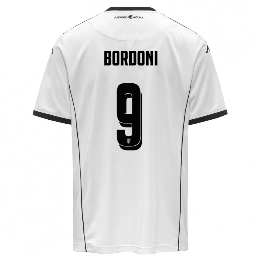 Danxen Femme Maillot Cristian Bordoni #9 Blanc Noir Tenues Domicile 2025/26 T-Shirt