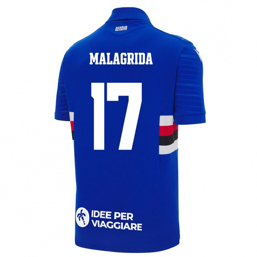 Danxen Femme Maillot Lorenzo Malagrida #17 Bleu Blanc Tenues Domicile 2025/26 T-Shirt