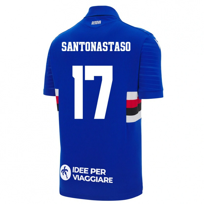 Danxen Femme Maillot Vincenzo Santonastaso #17 Bleu Blanc Tenues Domicile 2025/26 T-Shirt