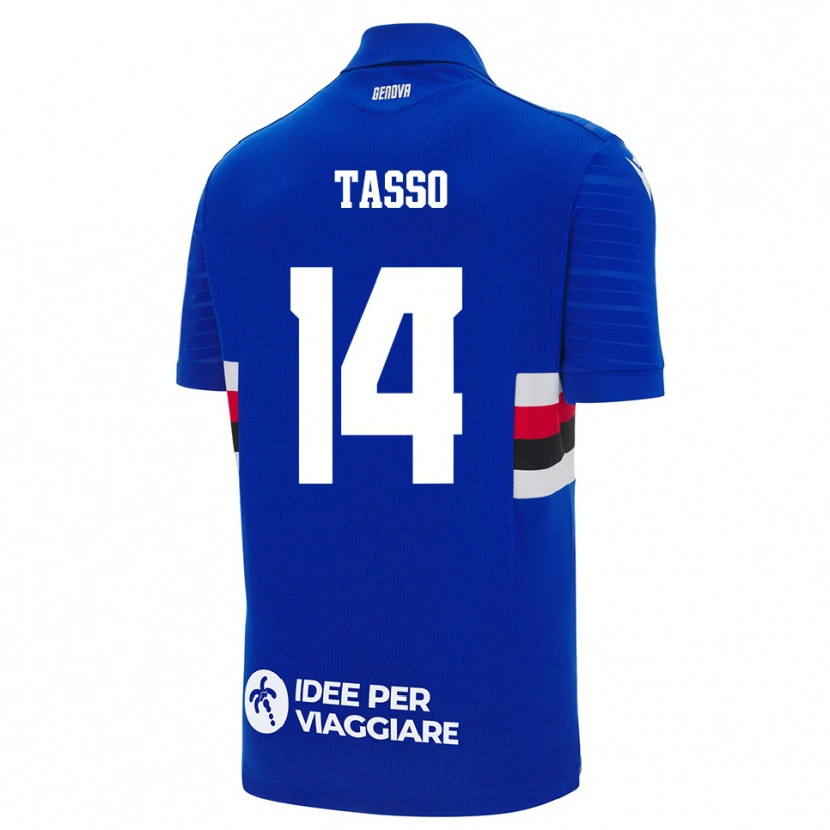 Danxen Femme Maillot Achille Tasso #14 Bleu Blanc Tenues Domicile 2025/26 T-Shirt