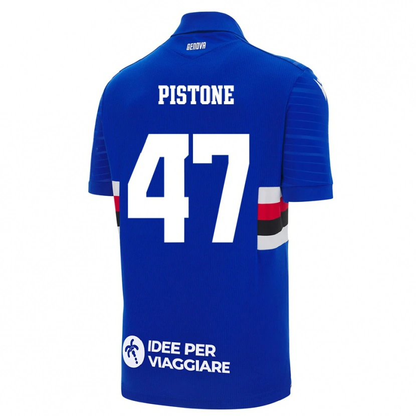 Danxen Femme Maillot Giovanni Pistone #47 Bleu Blanc Tenues Domicile 2025/26 T-Shirt