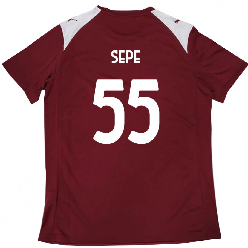 Danxen Femme Maillot Luigi Sepe #55 Bordeaux Blanc Tenues Domicile 2025/26 T-Shirt