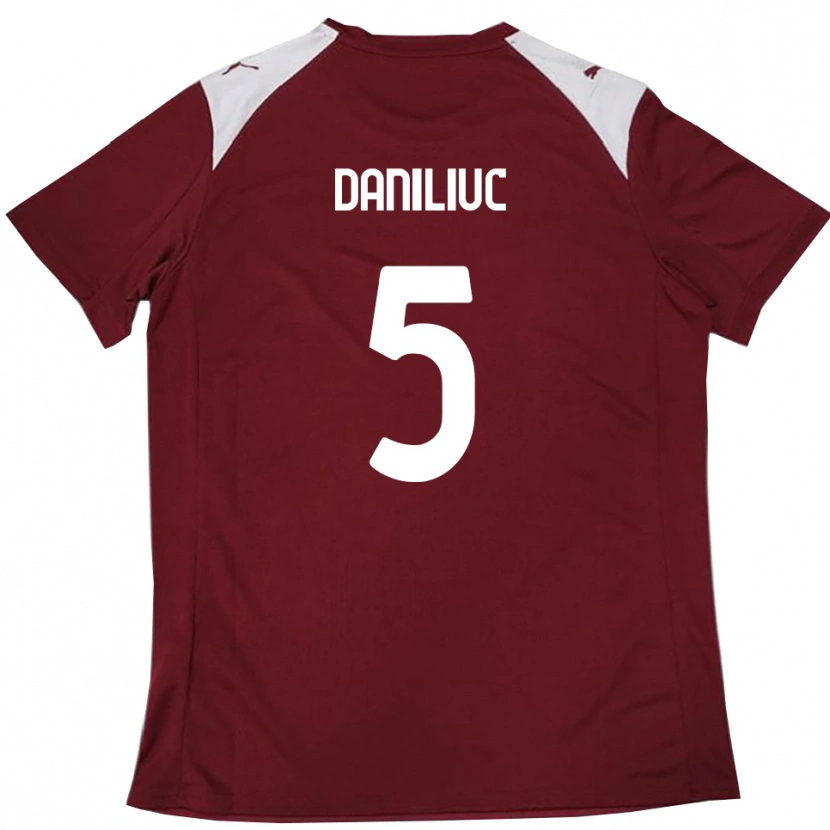 Danxen Femme Maillot Flavius Daniliuc #5 Bordeaux Blanc Tenues Domicile 2025/26 T-Shirt