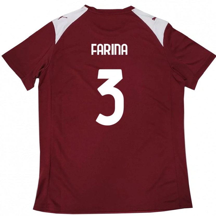 Danxen Femme Maillot Alfredo Farina #3 Bordeaux Blanc Tenues Domicile 2025/26 T-Shirt