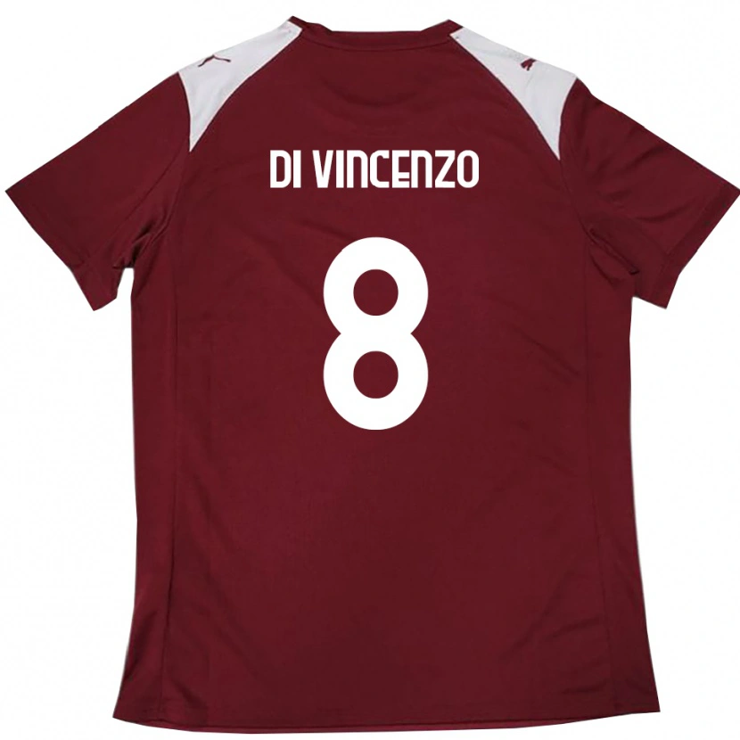 Danxen Femme Maillot Edoardo Di Vincenzo #8 Bordeaux Blanc Tenues Domicile 2025/26 T-Shirt
