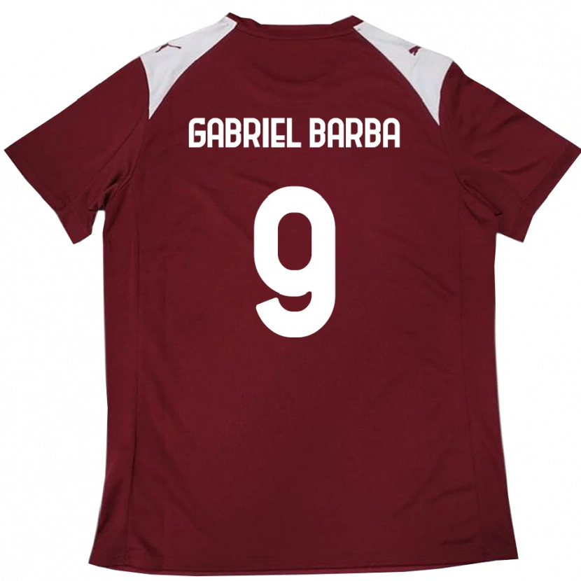 Danxen Femme Maillot Luigi Gabriel Barba #9 Bordeaux Blanc Tenues Domicile 2025/26 T-Shirt
