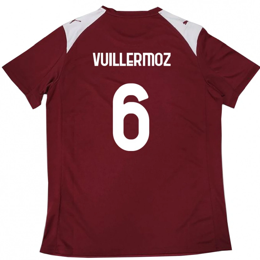 Danxen Femme Maillot Joshua Vuillermoz #6 Bordeaux Blanc Tenues Domicile 2025/26 T-Shirt