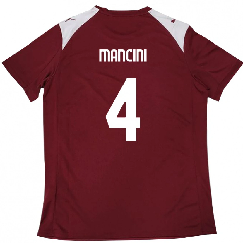Danxen Femme Maillot Samuele Mancini #4 Bordeaux Blanc Tenues Domicile 2025/26 T-Shirt