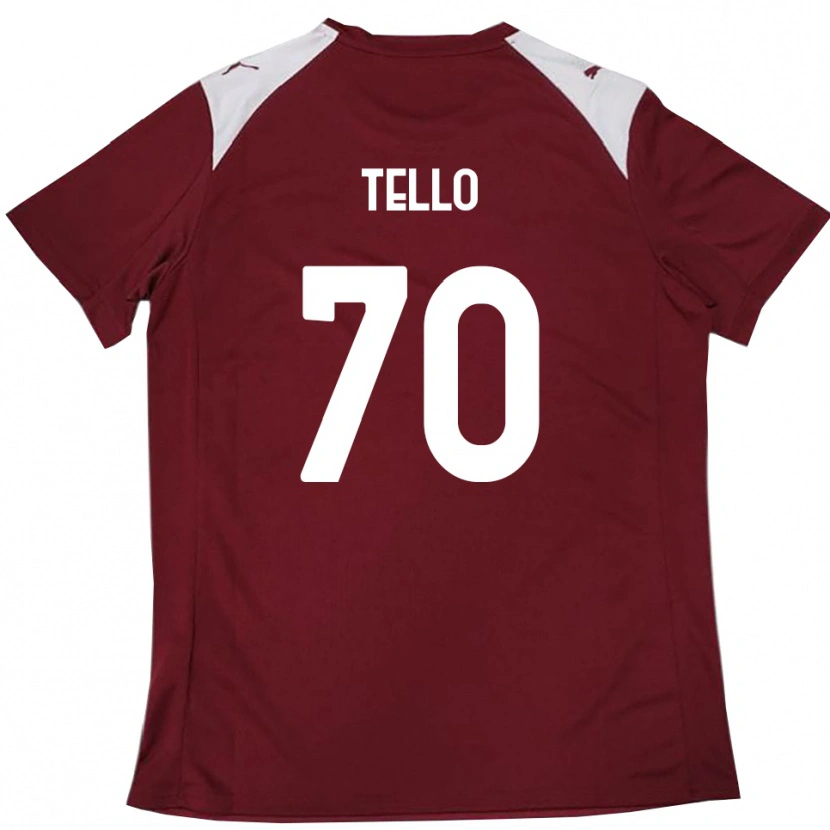 Danxen Femme Maillot Andrés Tello #70 Bordeaux Blanc Tenues Domicile 2025/26 T-Shirt