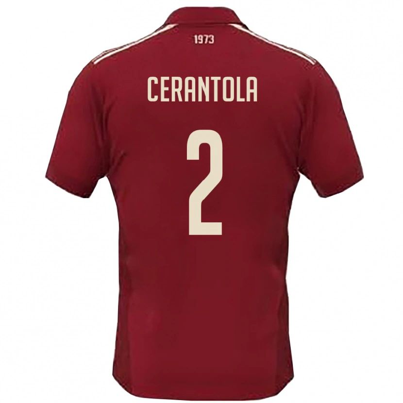 Danxen Femme Maillot Riccardo Cerantola #2 Bordeaux Blanc Tenues Domicile 2025/26 T-Shirt