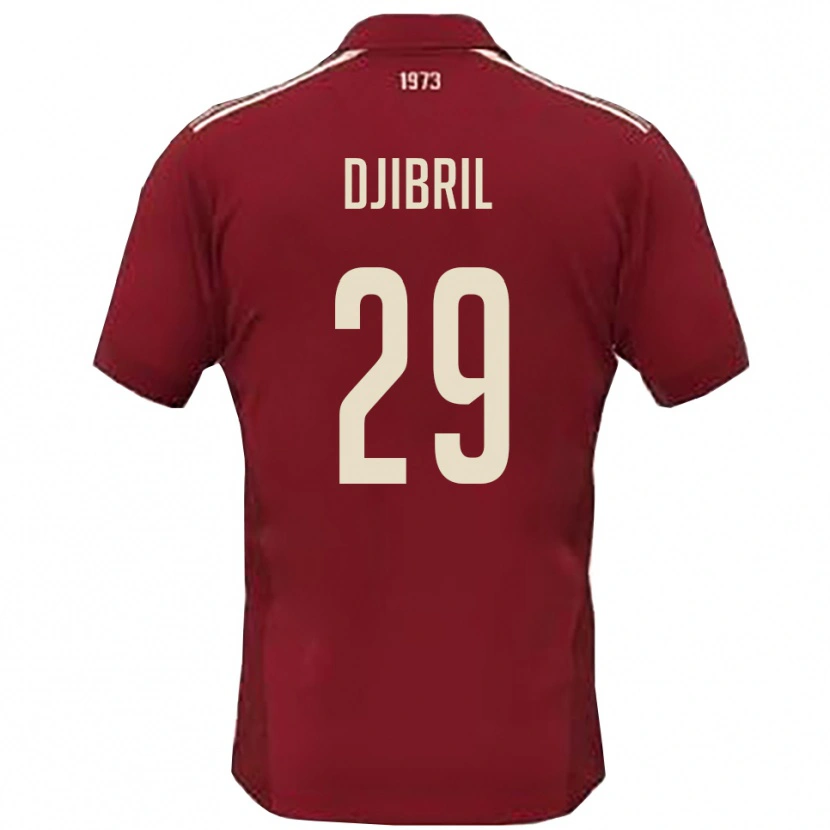 Danxen Femme Maillot Akim Djibril #29 Bordeaux Blanc Tenues Domicile 2025/26 T-Shirt