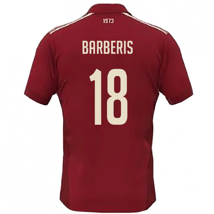 Danxen Femme Maillot Andrea Barberis #18 Bordeaux Blanc Tenues Domicile 2025/26 T-Shirt