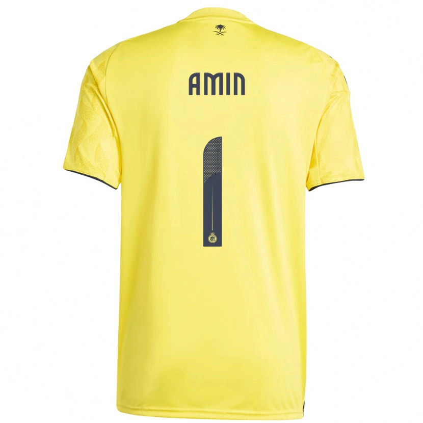 Danxen Femme Maillot Amin Al-Bukhari #1 Jaune Noir Tenues Domicile 2025/26 T-Shirt