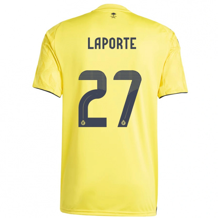 Danxen Femme Maillot Aymeric Laporte #27 Jaune Noir Tenues Domicile 2025/26 T-Shirt