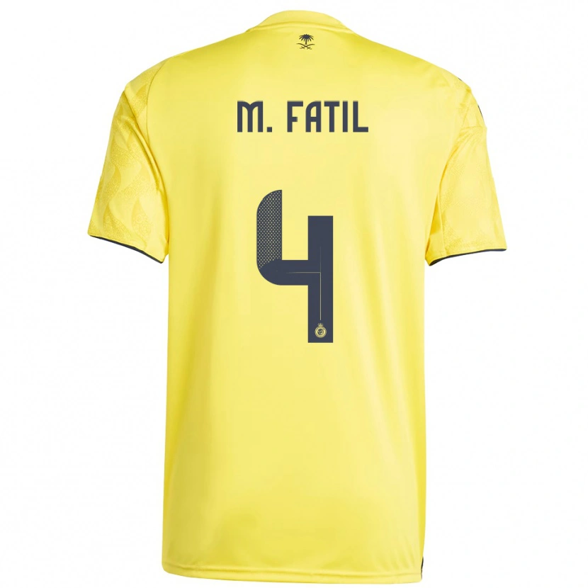 Danxen Femme Maillot Mohammed Al-Fatil #4 Jaune Noir Tenues Domicile 2025/26 T-Shirt