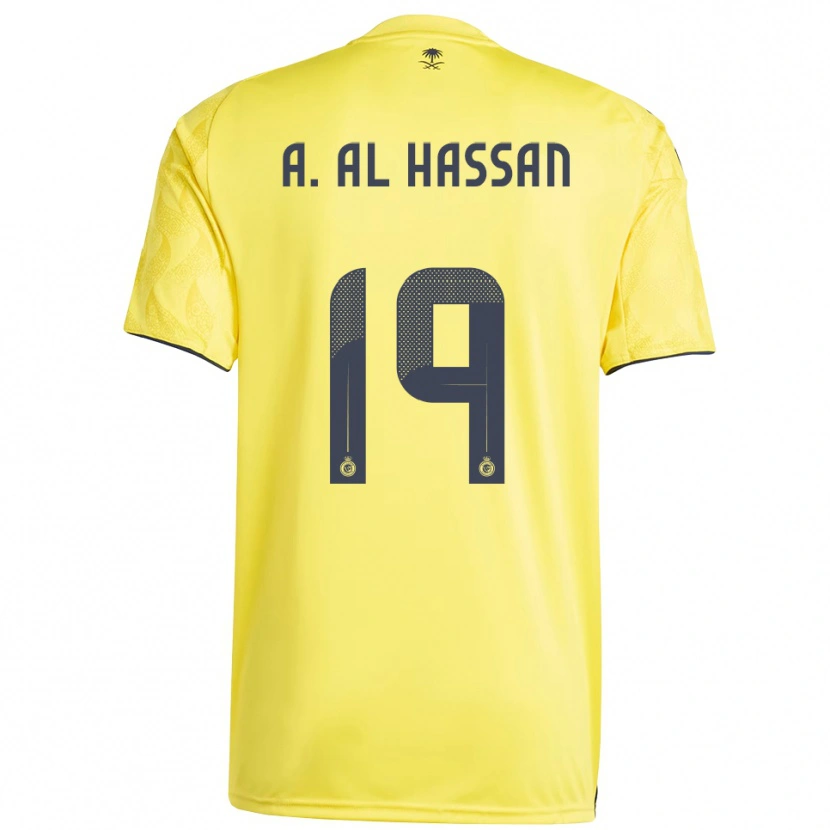 Danxen Femme Maillot Ali Al-Hassan #19 Jaune Noir Tenues Domicile 2025/26 T-Shirt