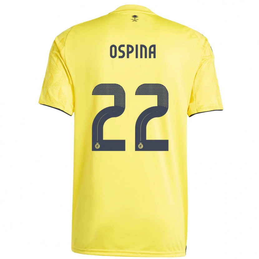 Danxen Femme Maillot David Ospina #22 Jaune Noir Tenues Domicile 2025/26 T-Shirt
