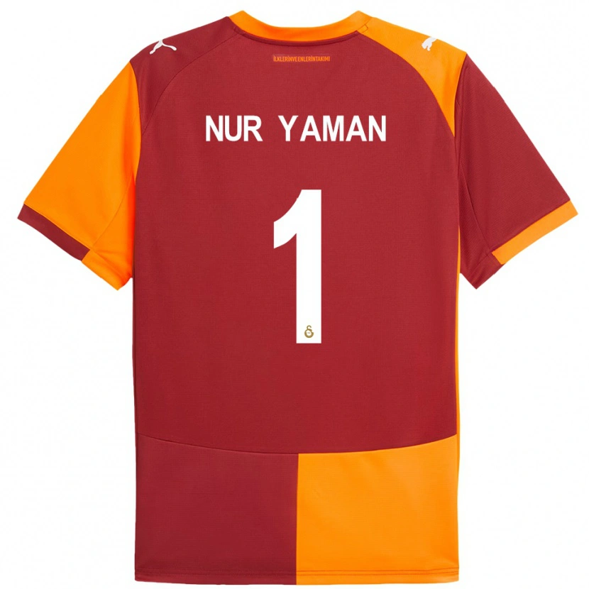 Danxen Femme Maillot Gamze Nur Yaman #1 Rouge Orange Tenues Domicile 2025/26 T-Shirt
