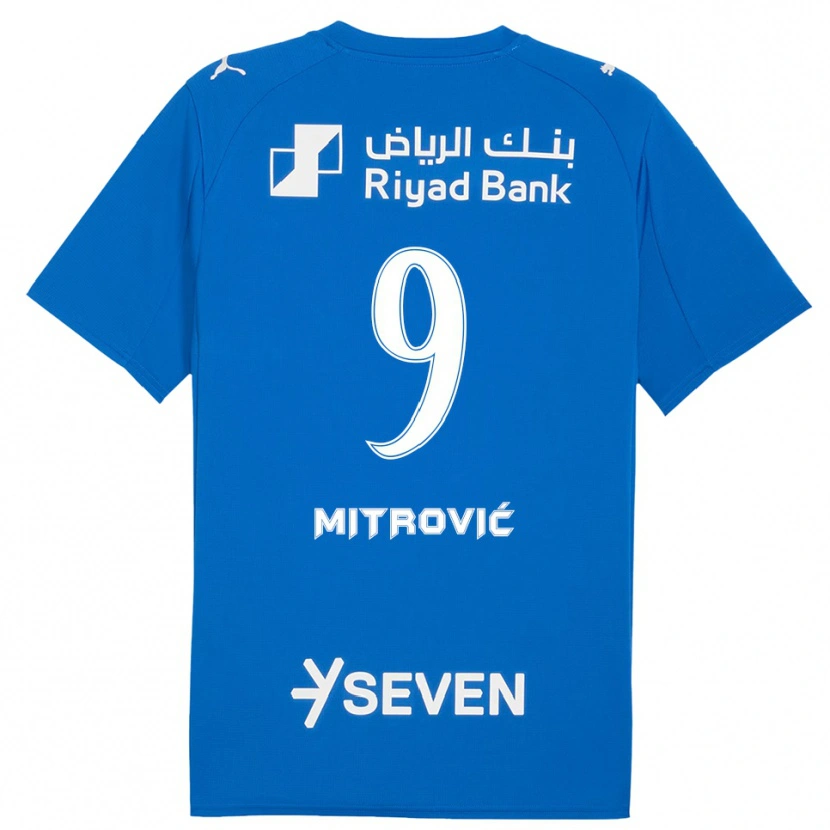 Danxen Femme Maillot Aleksandar Mitrović #9 Bleu Blanc Tenues Domicile 2025/26 T-Shirt