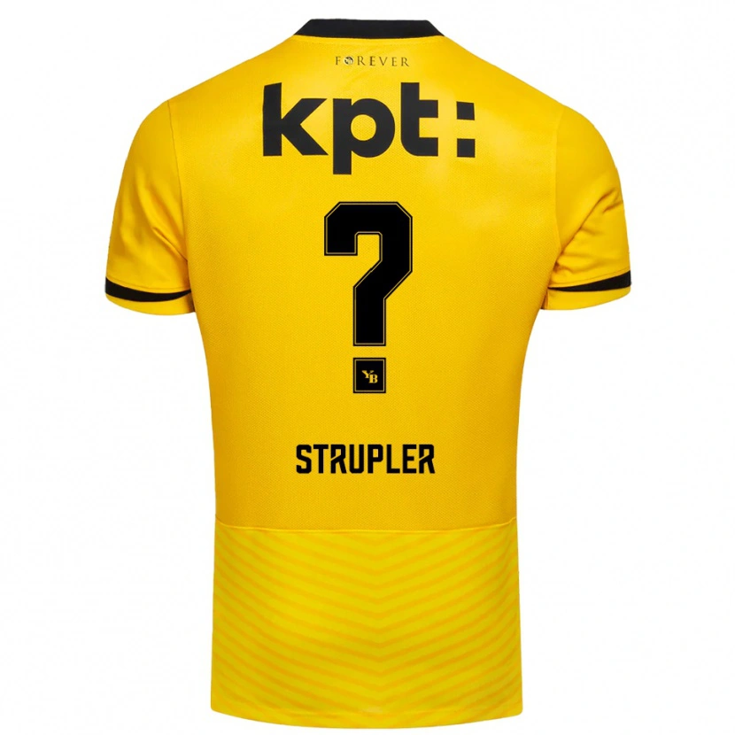 Danxen Femme Maillot Cedrik Strupler #0 Jaune Noir Tenues Domicile 2025/26 T-Shirt