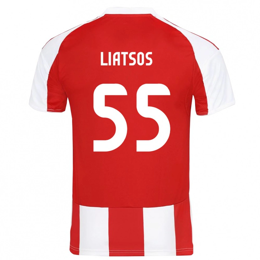 Danxen Femme Maillot Christos Liatsos #55 Rouge Blanc Tenues Domicile 2025/26 T-Shirt