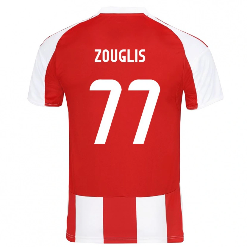 Danxen Femme Maillot Nikolaos Zouglis #77 Rouge Blanc Tenues Domicile 2025/26 T-Shirt