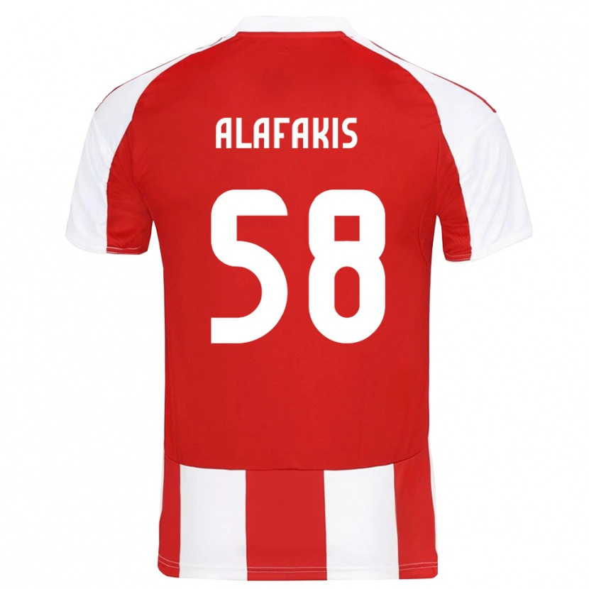 Danxen Femme Maillot Nektarios Alafakis #58 Rouge Blanc Tenues Domicile 2025/26 T-Shirt