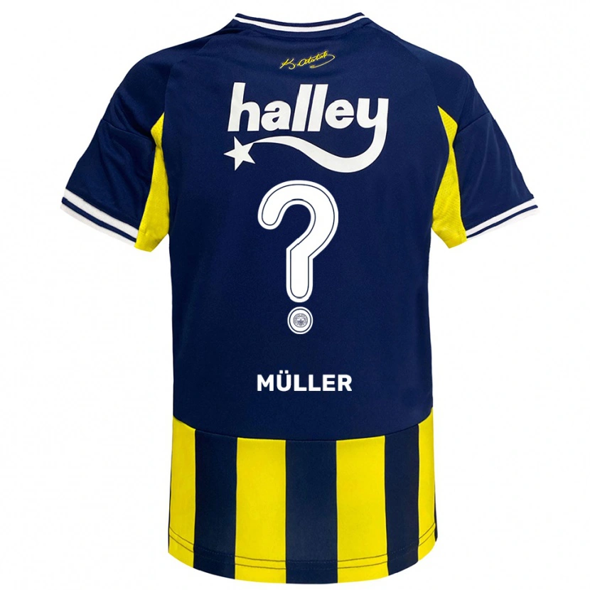 Danxen Femme Maillot Fabian Emre Ernst Müller #0 Jaune Marine Blanc Tenues Domicile 2025/26 T-Shirt