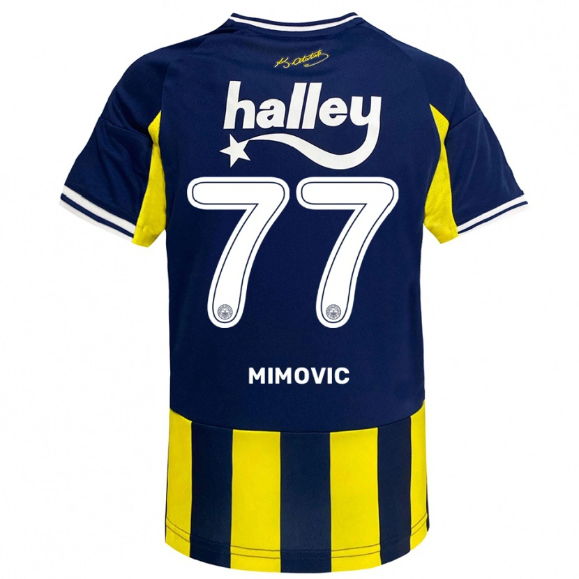 Danxen Femme Maillot Ognjen Mimovic #77 Jaune Marine Blanc Tenues Domicile 2025/26 T-Shirt
