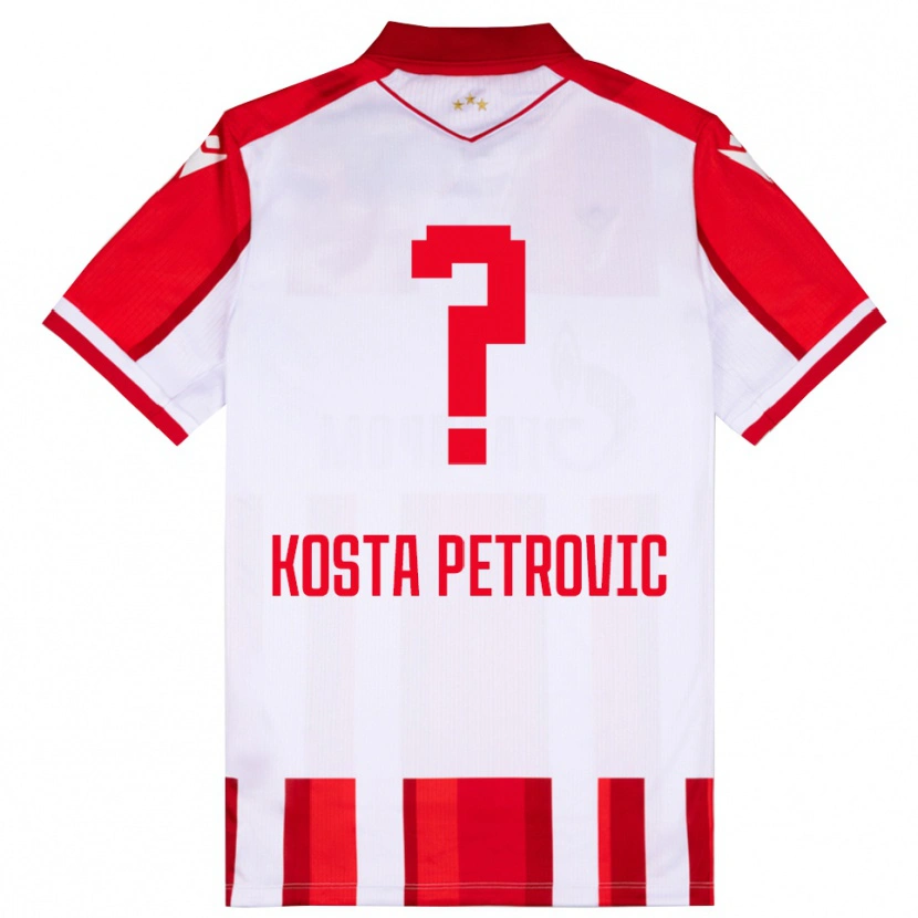 Danxen Femme Maillot Kosta Petrovic #0 Rouge Blanc Tenues Domicile 2025/26 T-Shirt