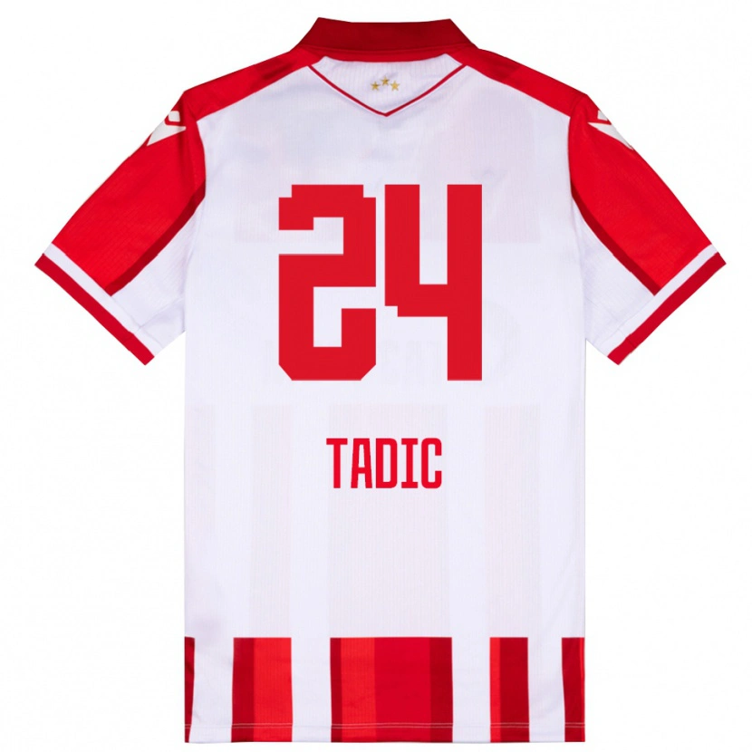 Danxen Femme Maillot Ilija Tadic #24 Rouge Blanc Tenues Domicile 2025/26 T-Shirt
