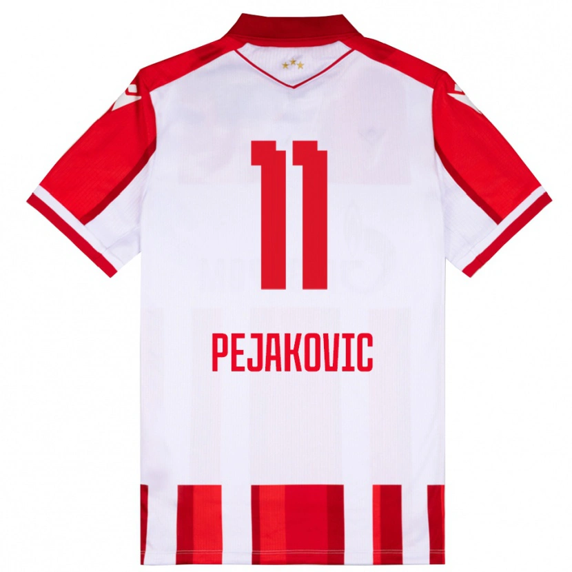 Danxen Femme Maillot Andrija Pejakovic #11 Rouge Blanc Tenues Domicile 2025/26 T-Shirt