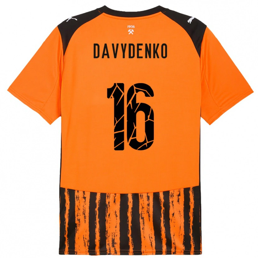 Danxen Femme Maillot Danylo Davydenko #16 Orange Noir Tenues Domicile 2025/26 T-Shirt