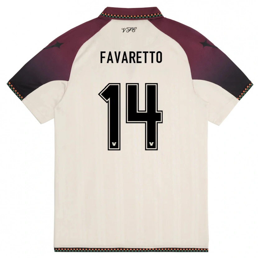 Danxen Femme Maillot Alessio Favaretto #14 Crème Bordeaux Tenues Extérieur 2025/26 T-Shirt