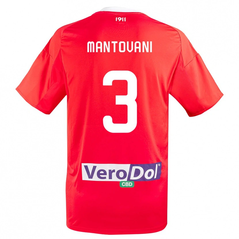 Danxen Femme Maillot Valerio Mantovani #3 Rouge Blanc Tenues Extérieur 2025/26 T-Shirt