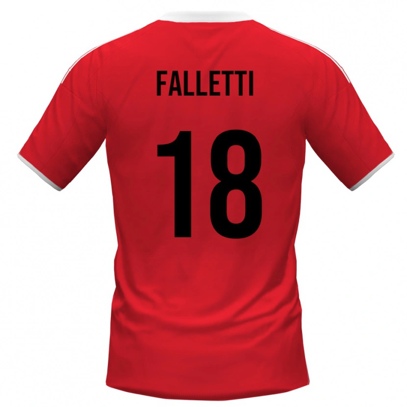Danxen Femme Maillot César Falletti #18 Rouge Blanc Tenues Extérieur 2025/26 T-Shirt