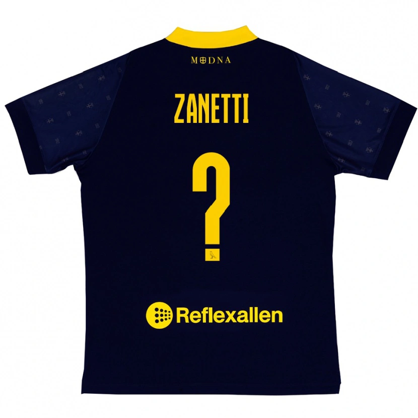 Danxen Femme Maillot Matteo Zanetti #0 Marine Jaune Tenues Extérieur 2025/26 T-Shirt