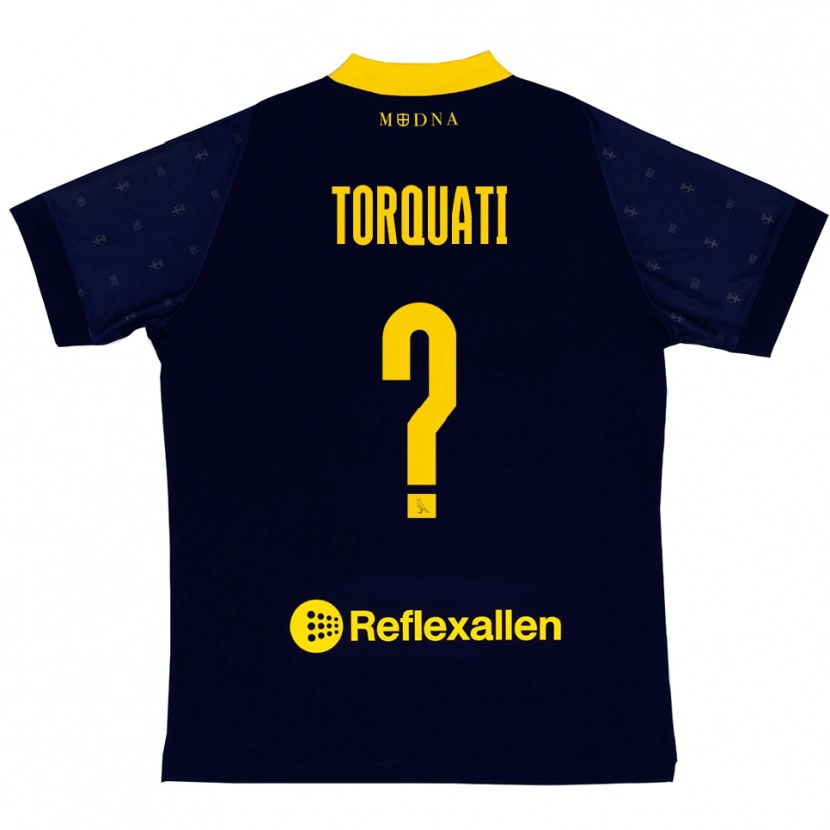 Danxen Femme Maillot Alessandro Torquati #0 Marine Jaune Tenues Extérieur 2025/26 T-Shirt