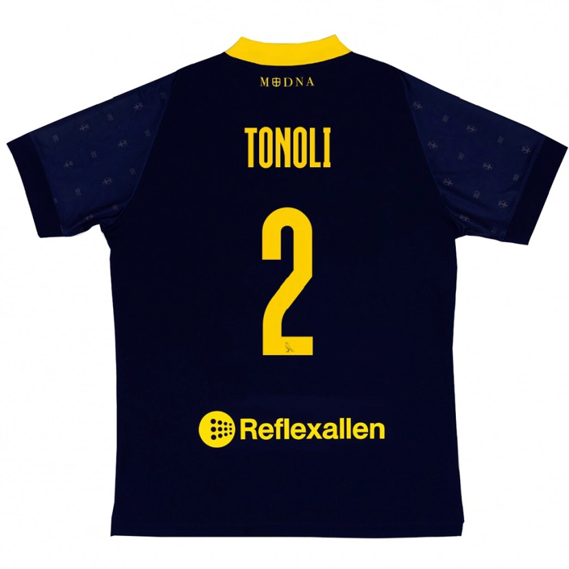 Danxen Femme Maillot Daniel Tonoli #2 Marine Jaune Tenues Extérieur 2025/26 T-Shirt
